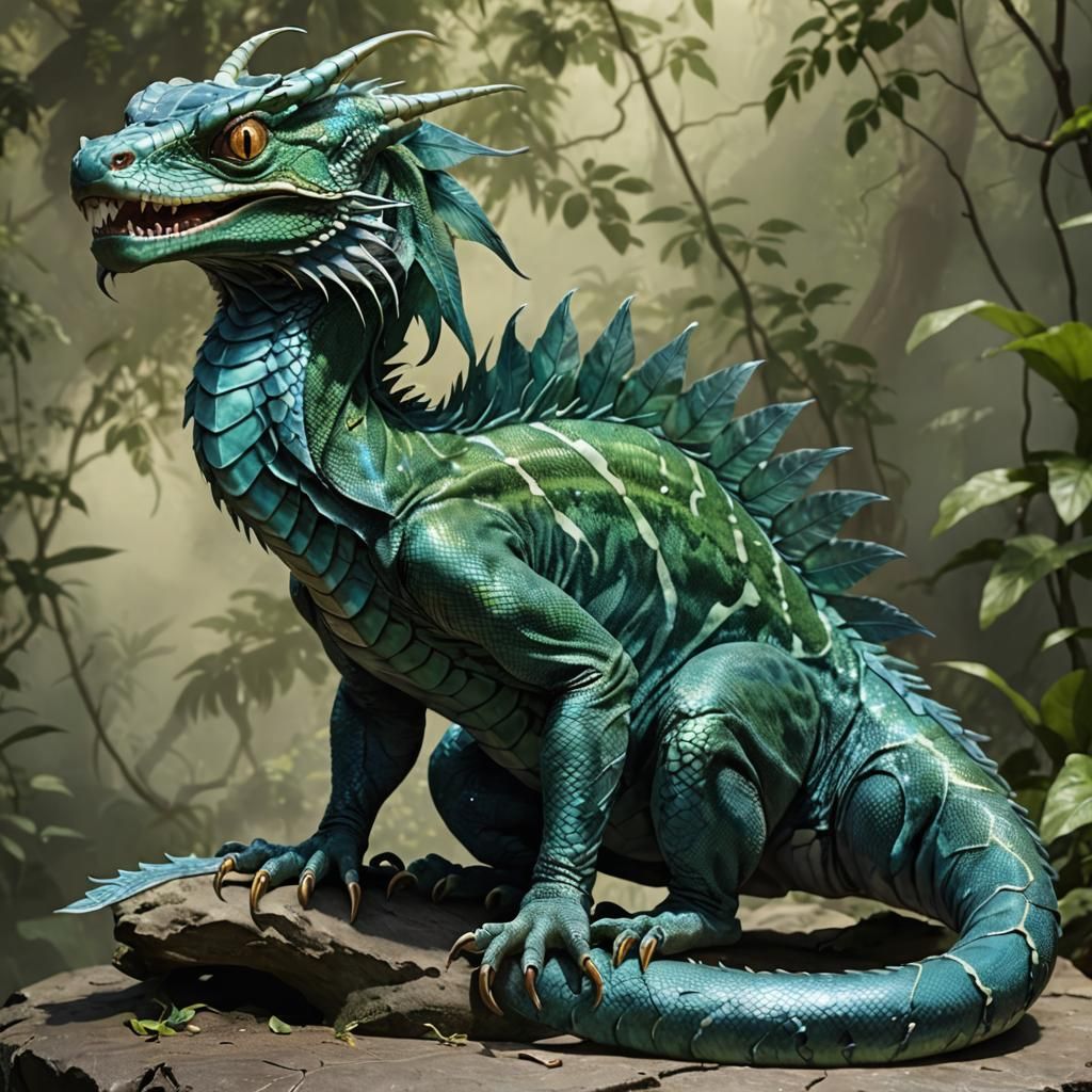 Cat Basilisk in Dark Fantasy Style