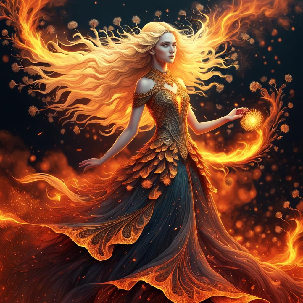 Princess in Lava Dress: Digital Matte Painting