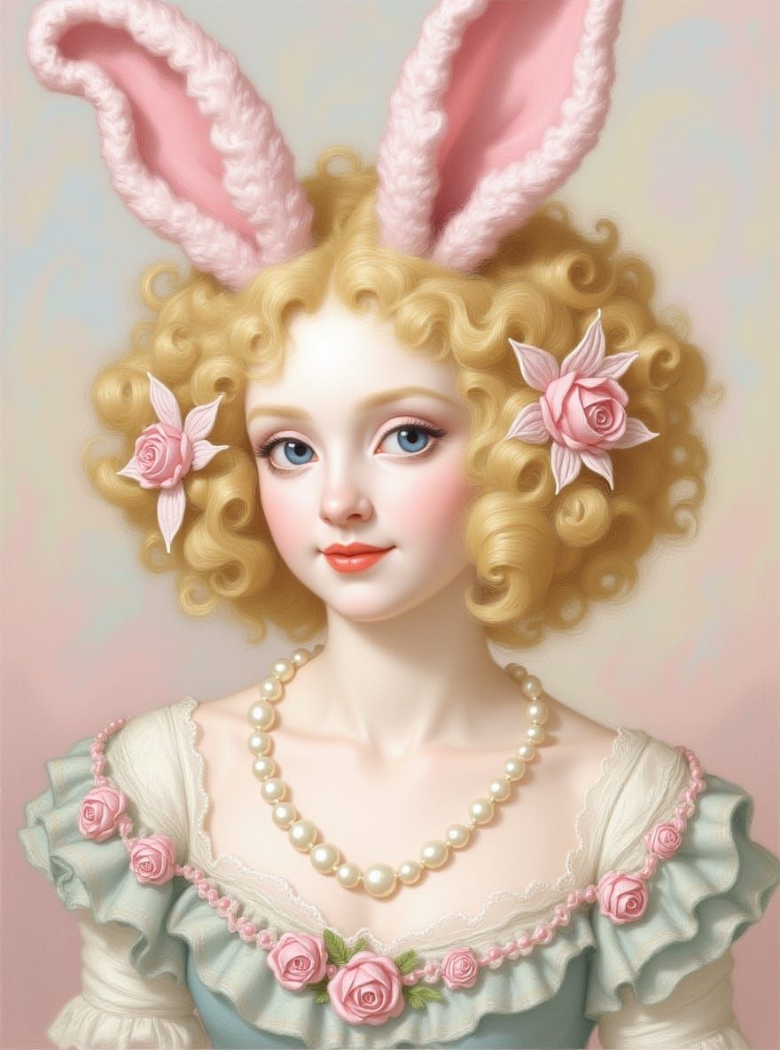 Rococo Noblewoman with Rabbit Hairstyle
