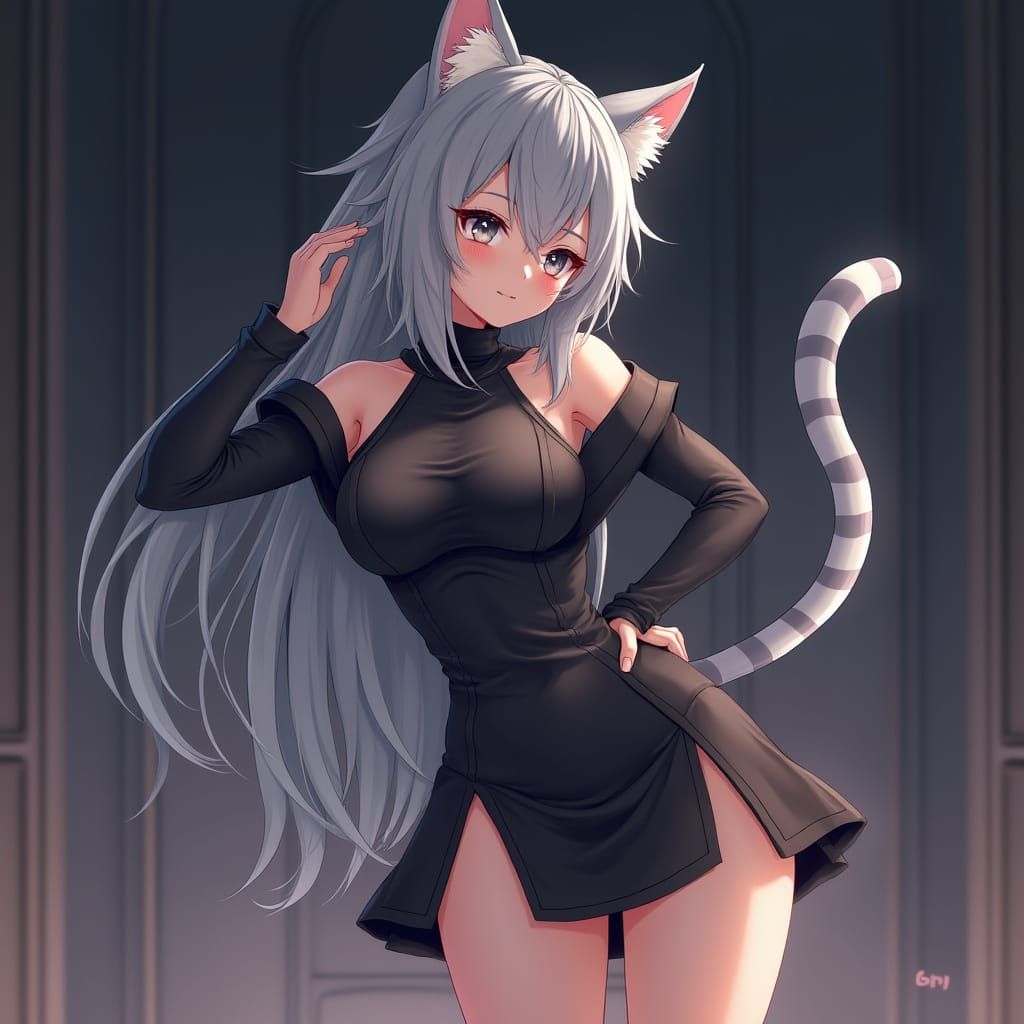 Elegant Anime Catgirl (Yumi) with Knowing Look