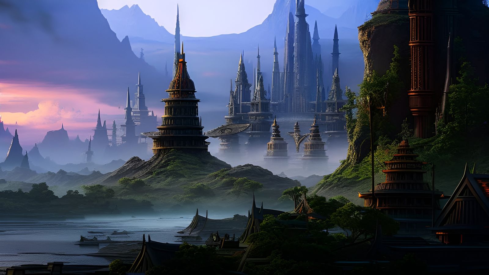 Detailed Lunar City, Digital Matte Painting