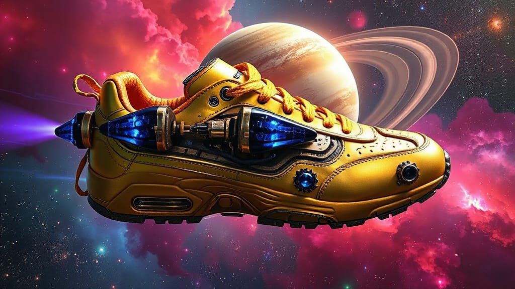 Steampunk Sneaker Starship in Nebula
