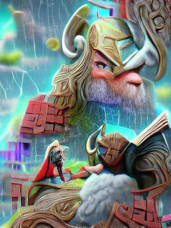trending on Artstation storybook illustration 8K 3D Odin Thor Loki marvel comics