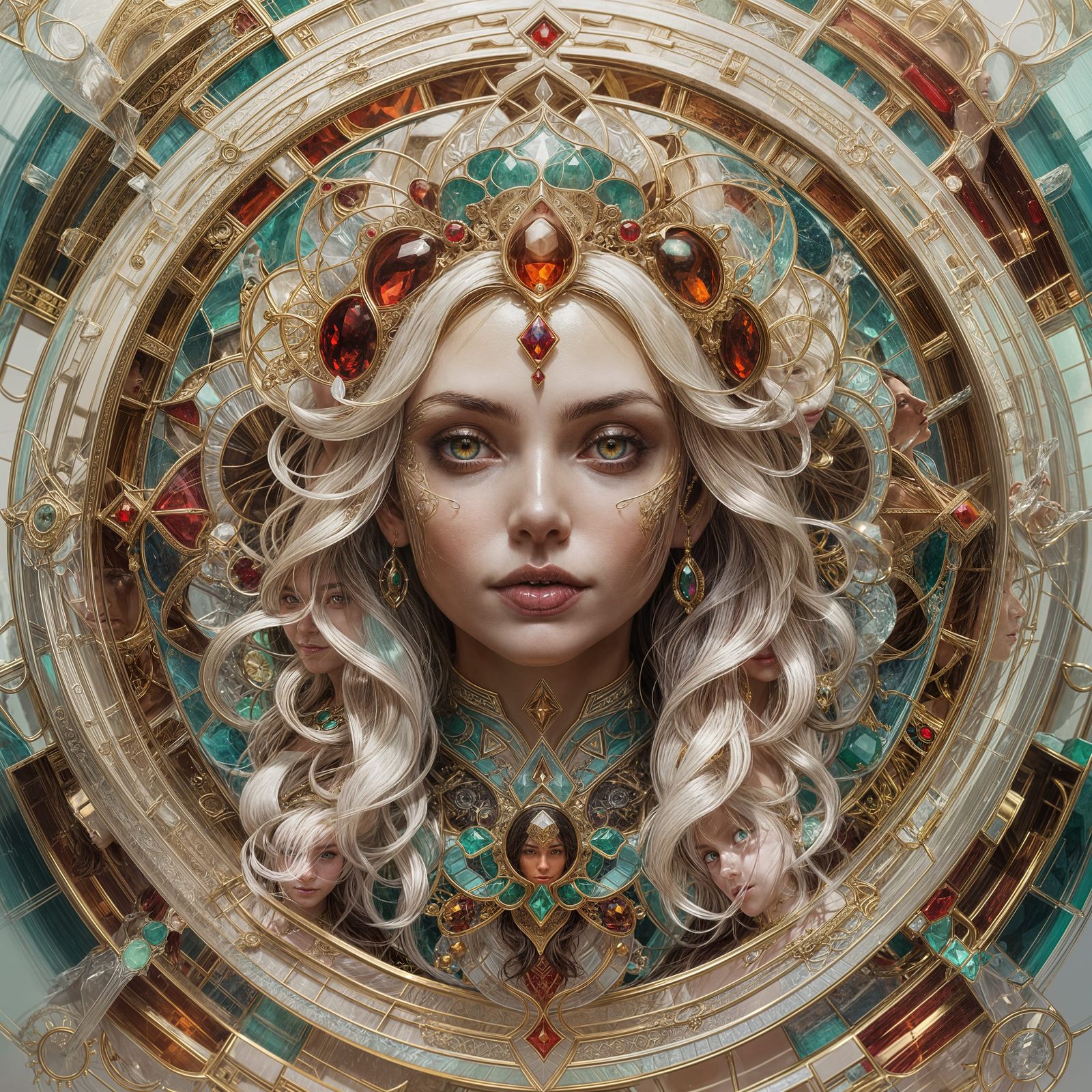 Crystal Mandala Portrait in Hyperdetailed Style