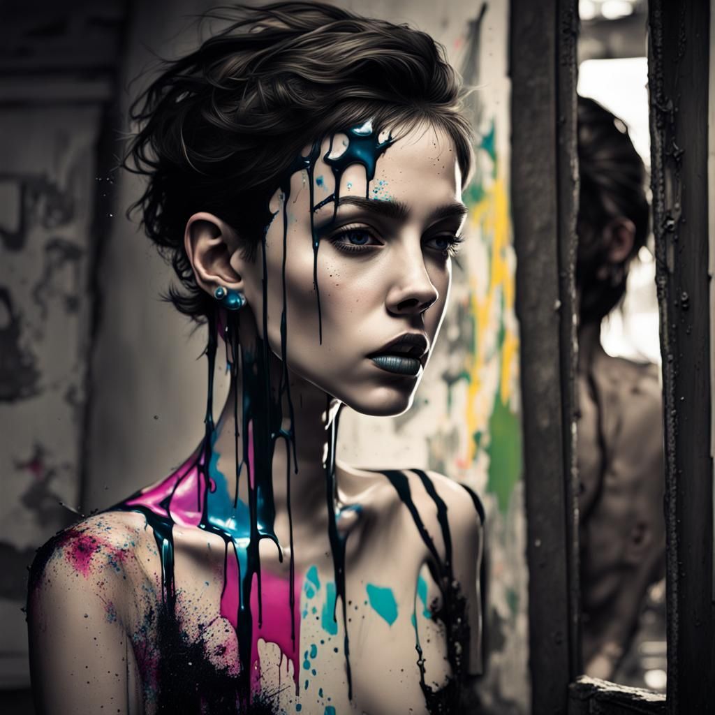 Broken Mirror Graffiti Art in Polychromatic Style