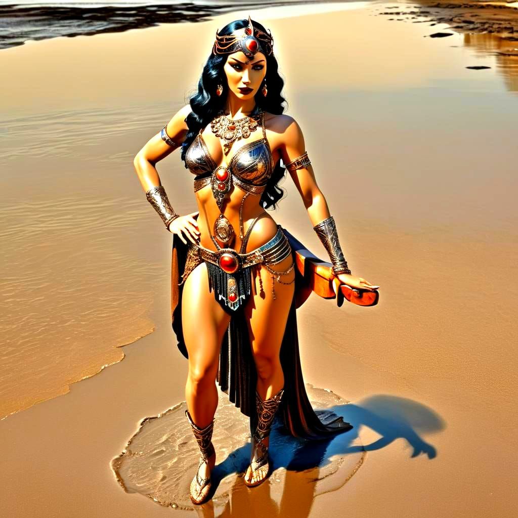 Martian Princess Sunbathing in Art Deco Style