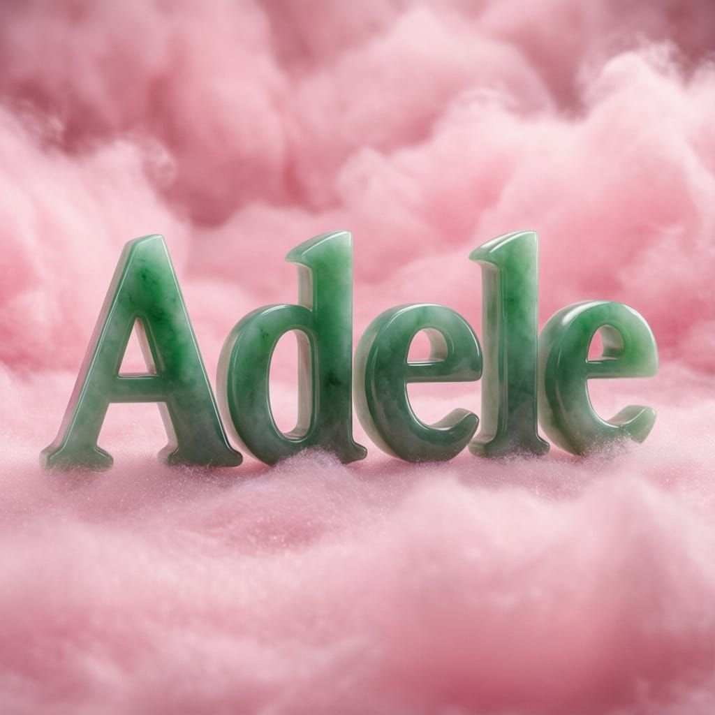 Glossy Jade "Adele" Letters on Pink Background