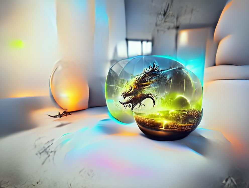 Dragon Guardian Within Glass Orb