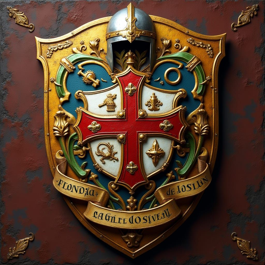 Portuguese Shield with Heraldic Symbols in Classic Style