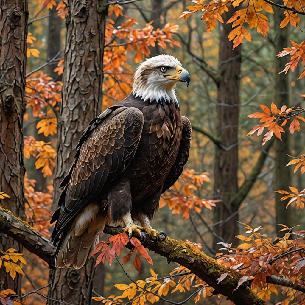 Majestic Eagle in Autumn Forest