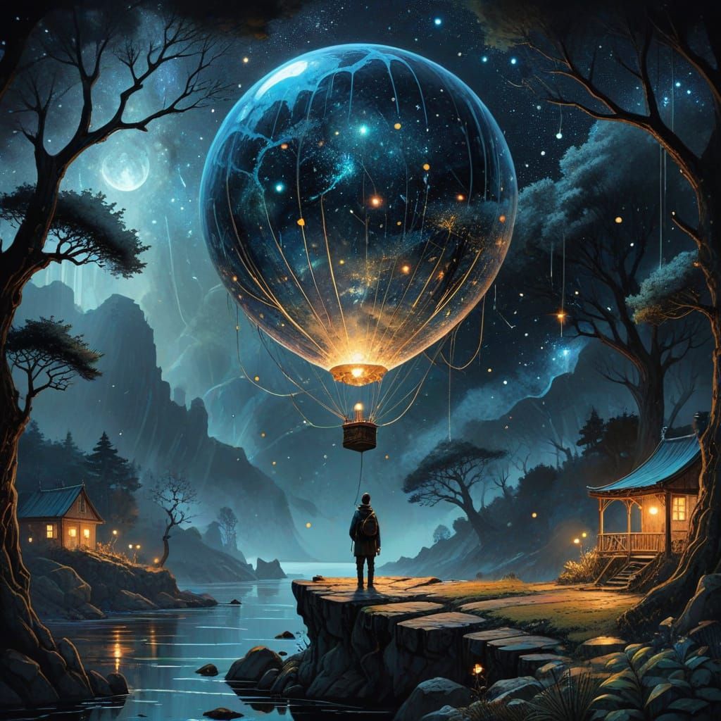 Ethereal Mist Balloon over Kintsugi Canyon