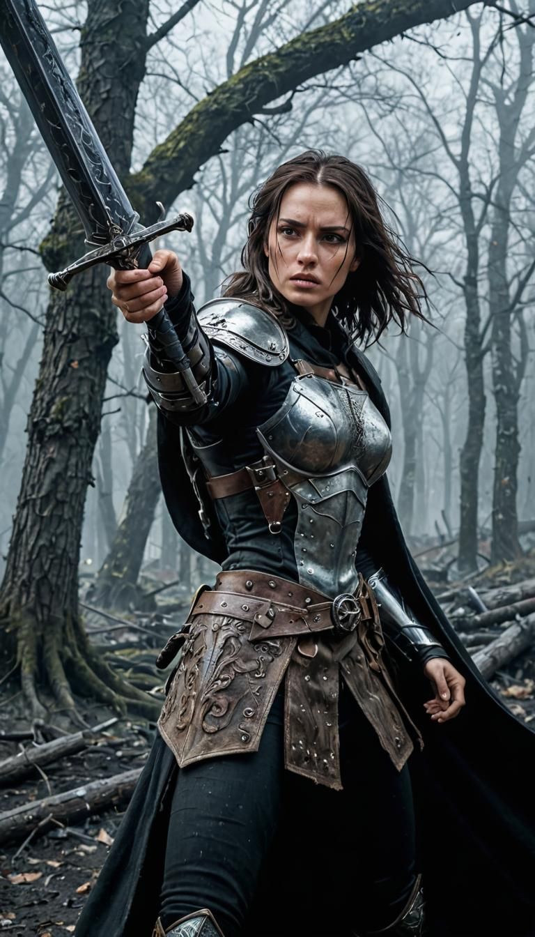 Gorgeous Muscular Warrior with Sword in Hyper-Realism