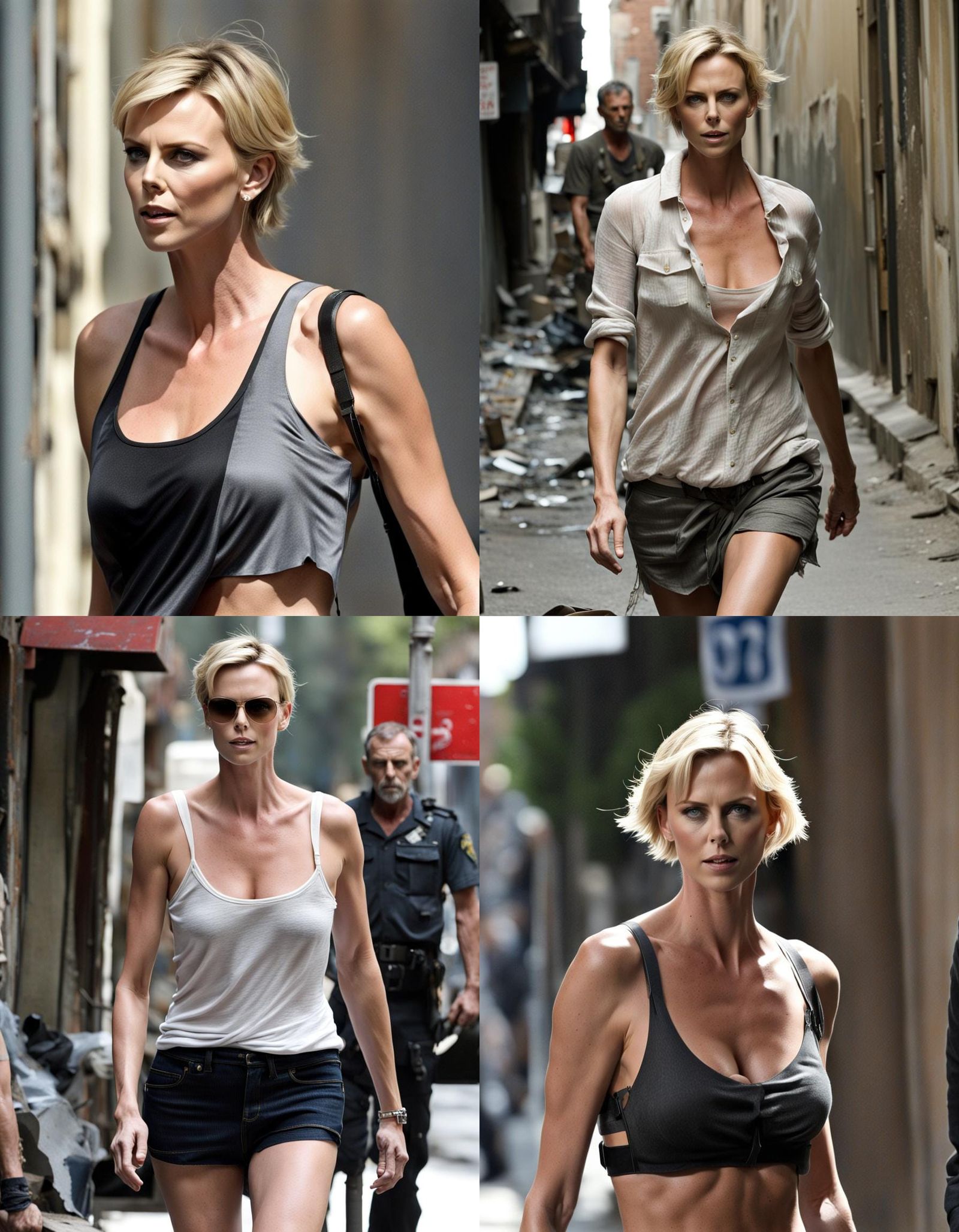 Distressed Actress in Dark Alleyway