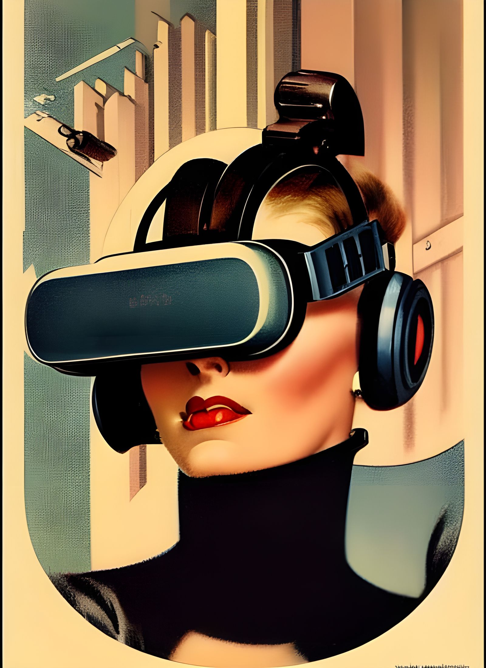 1950s Housewife in VR Headset: Retrofuturism Art