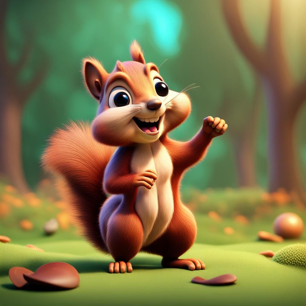 Pixar Style Squirrel 3D Digital Art