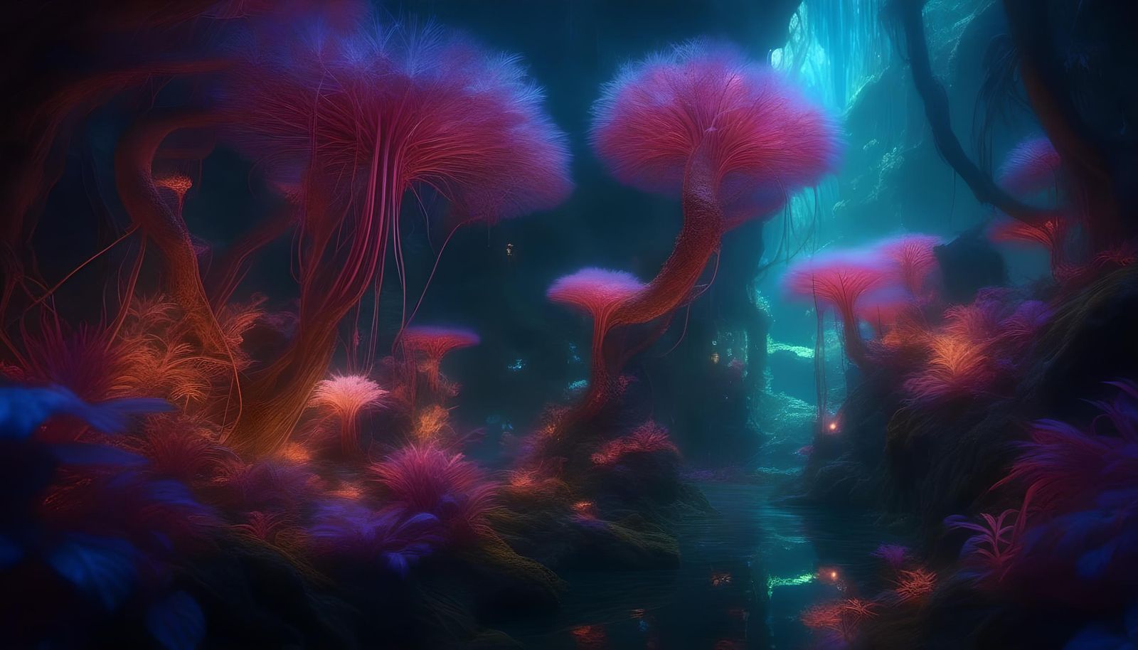 Psychedelic Jungle Cordyceps in Alex Grey Style