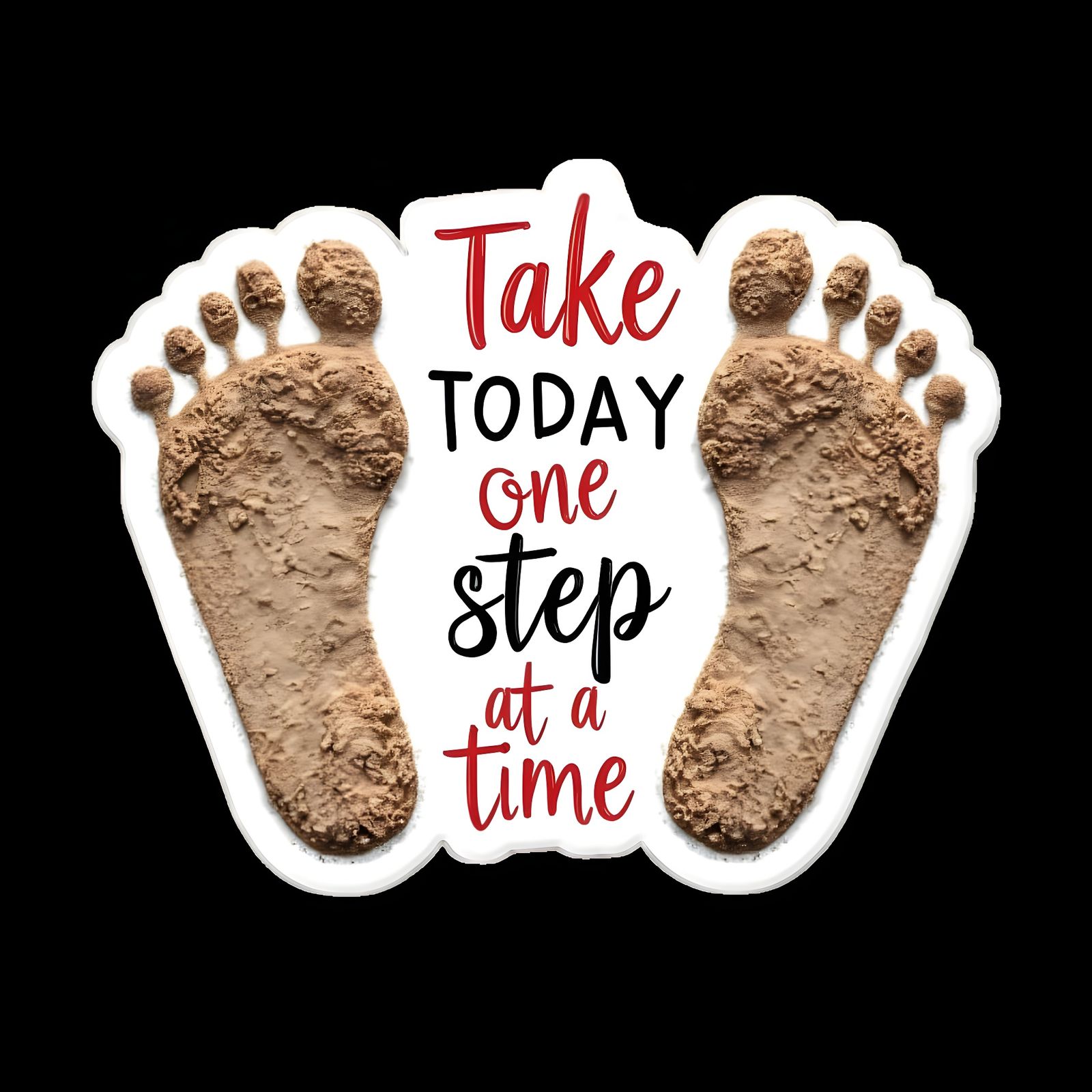 Footprints in Sand Sticker with Inspirational Text