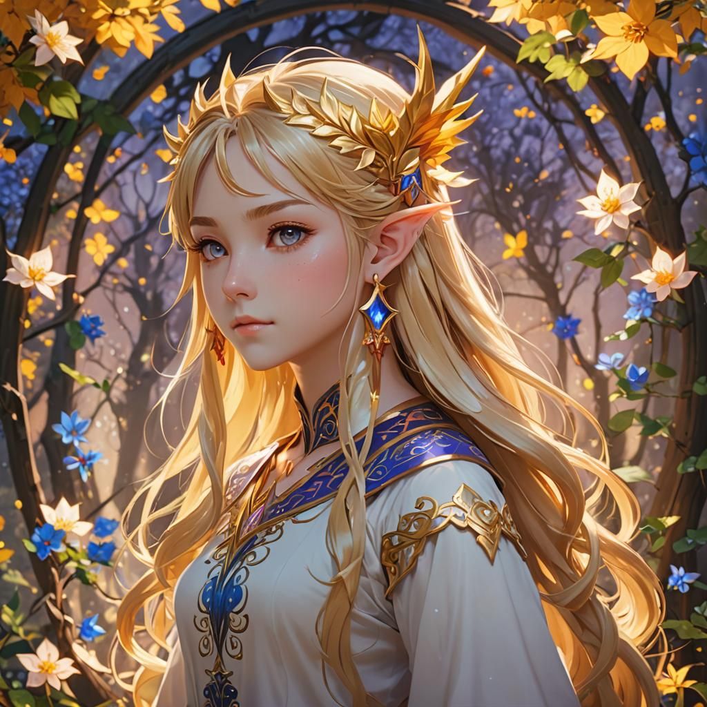 Anime Elf Portrait in 3D Digital Art Style