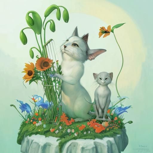 Dreamlike Utopia: Surrealist Oil Painting of Floral Fantasy