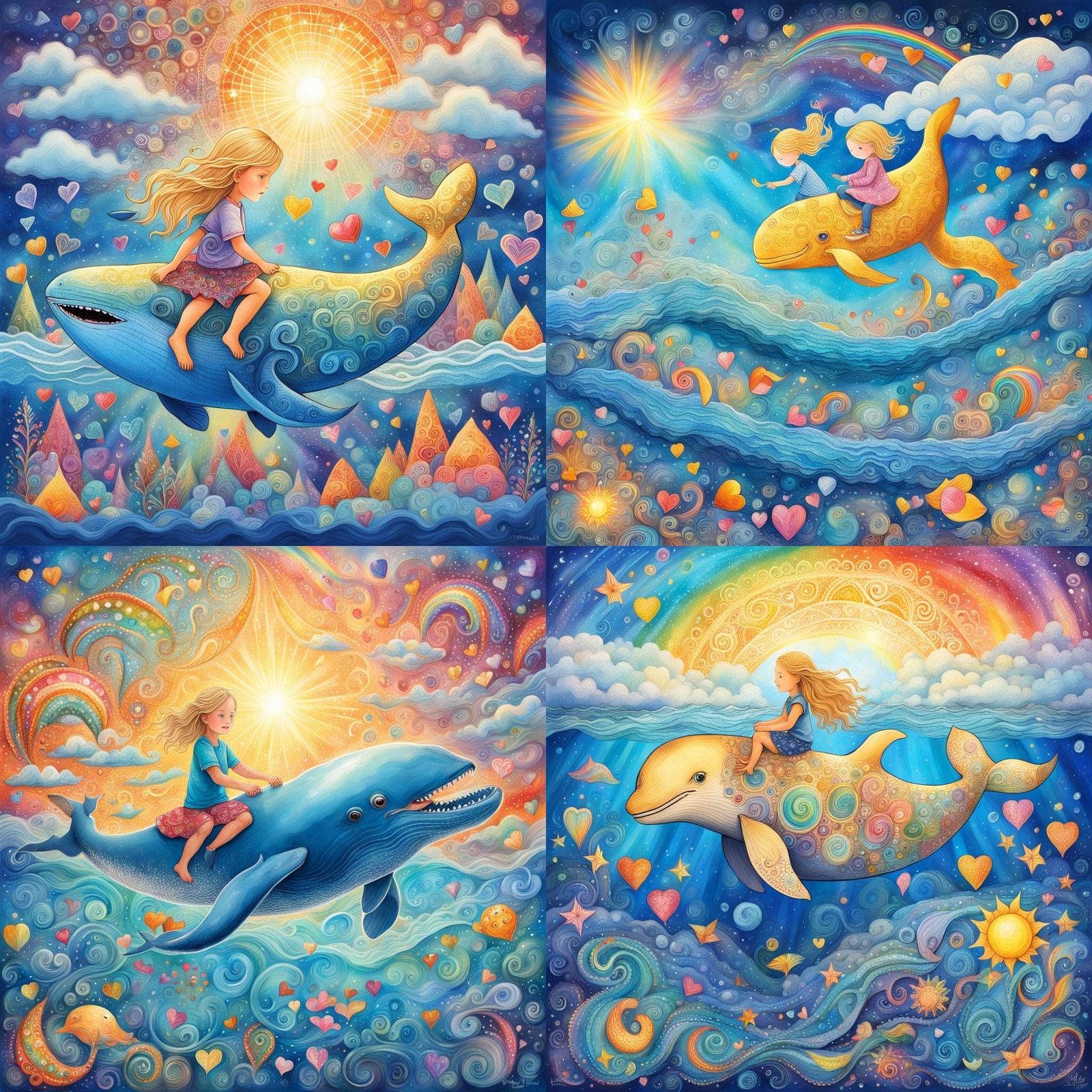 Girl Rides Whale in Crystalline Waters