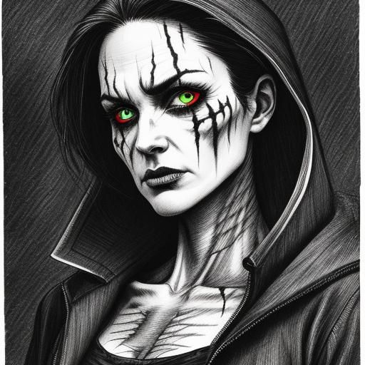 The Wraith: Haunting Charcoal Art in Comic Style