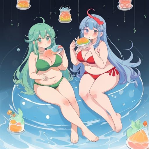 Anime Girls Enjoying Jell-O in a Factory
