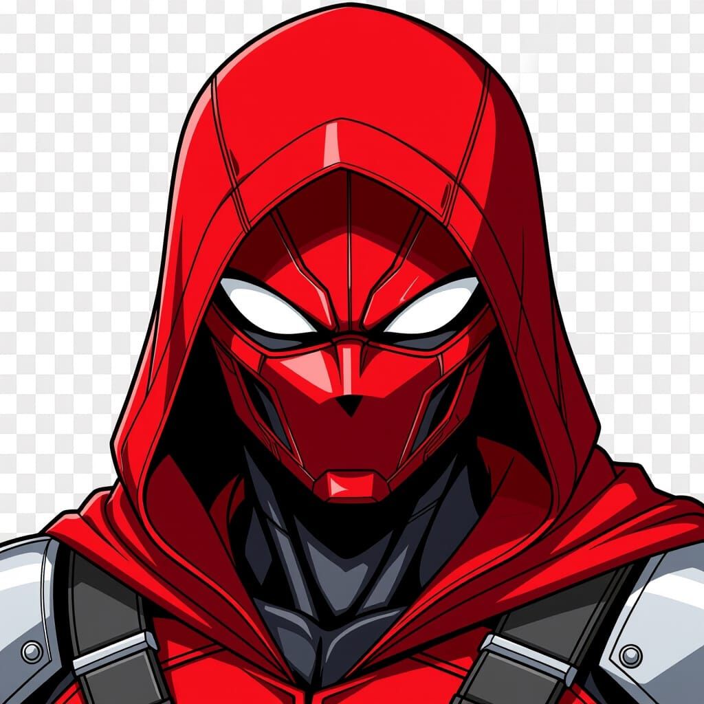 Red Hood Helmet and Body in Japanese Manga Style