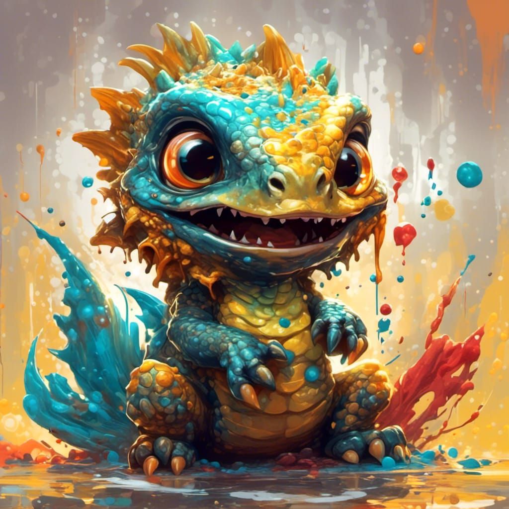 Adorable Spooky Chibi Lizard Monster in 3D Art
