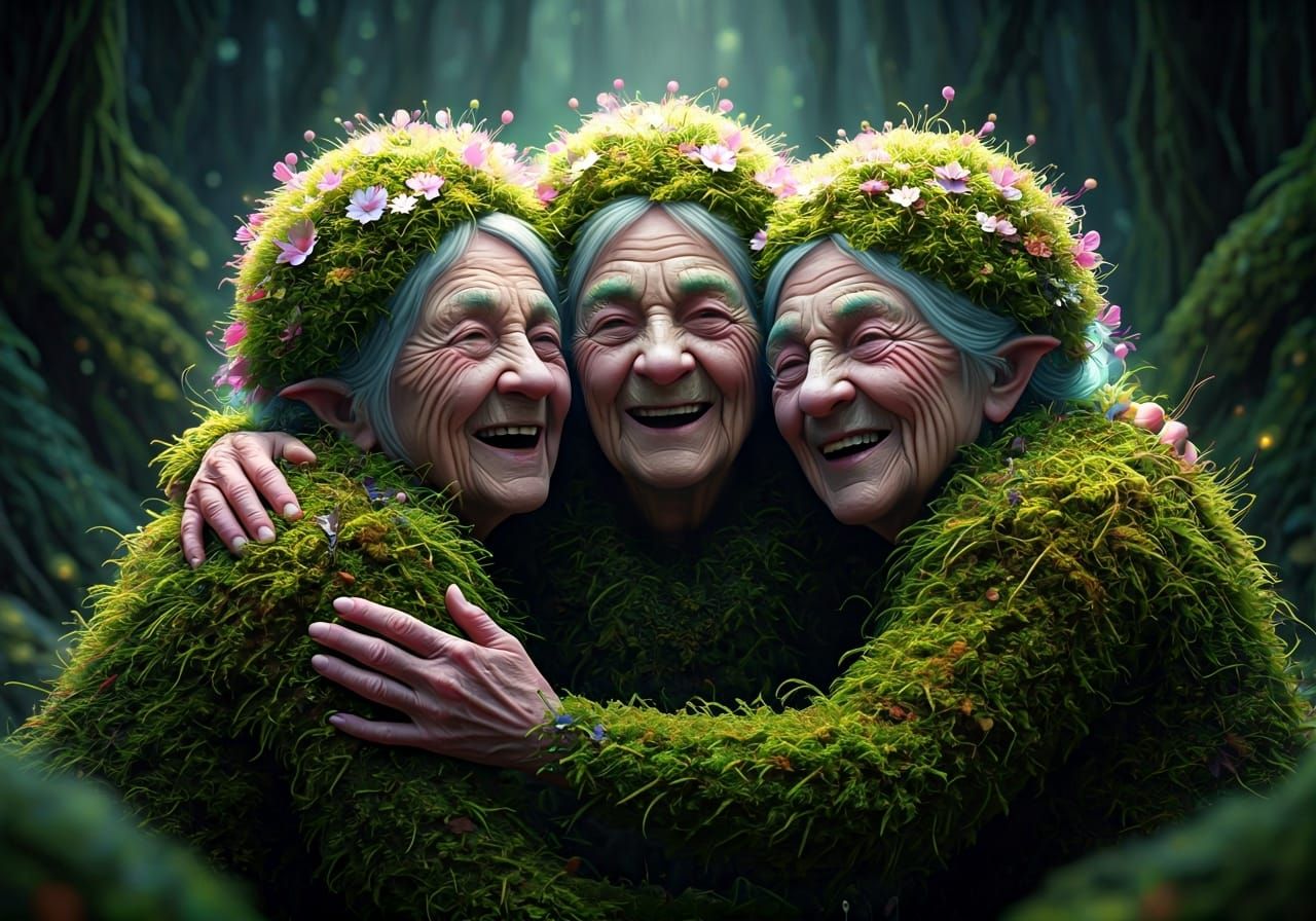 Joyful Fairy Reunion in Bioluminescent Forest