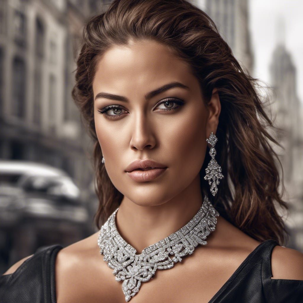 Glamorous Woman in Diamonds: Hyperrealistic Close-Up