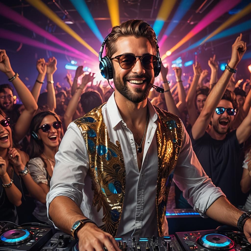 Electrifying DJ Performance in Futuristic Club