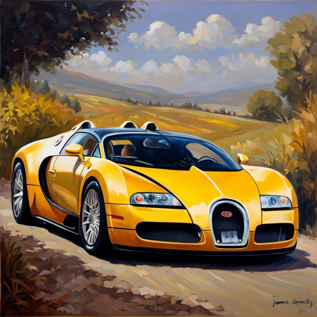 Bugatti Veyron in Oil Painting Style