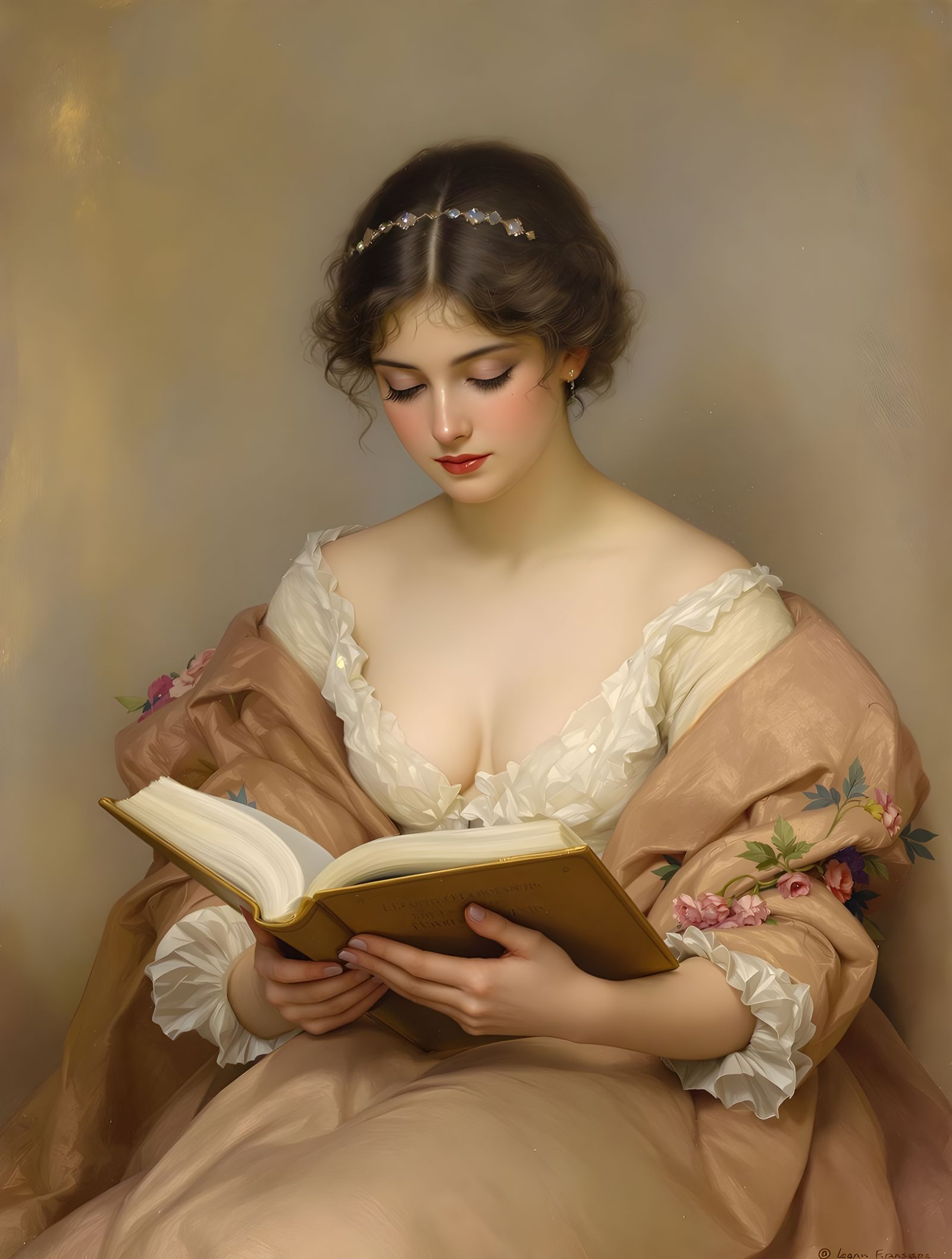 Serene Woman in Elegant Oil Painting Style