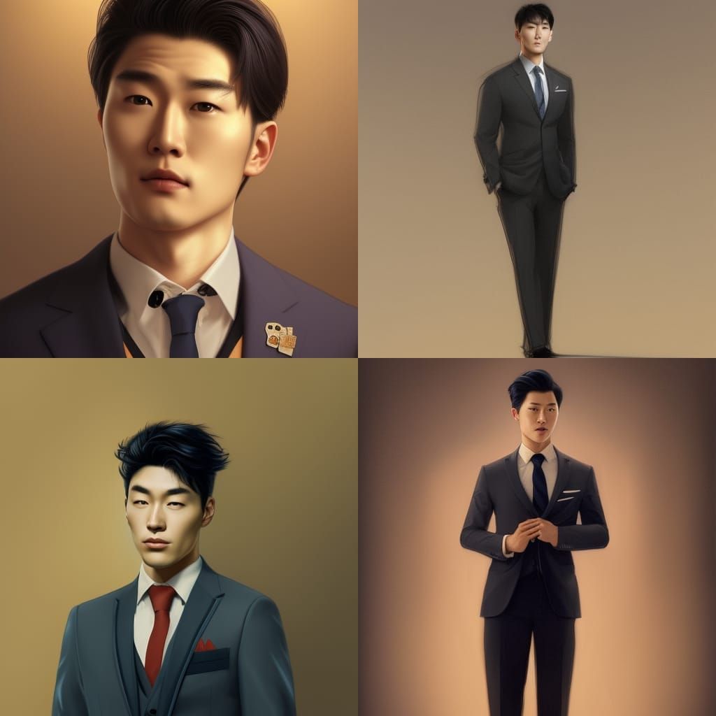Handsome Korean Businessman Concept Art Portrait