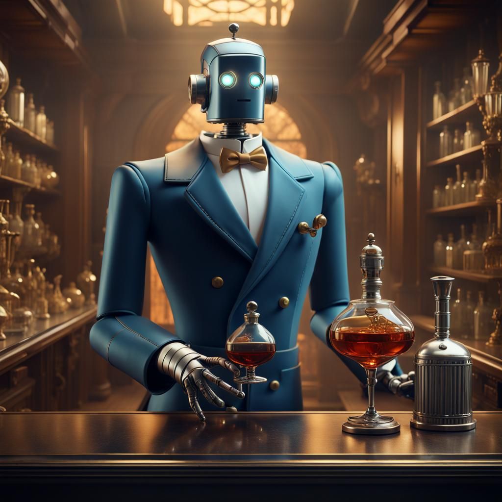 Art Deco Robot Butler Serves Brandy