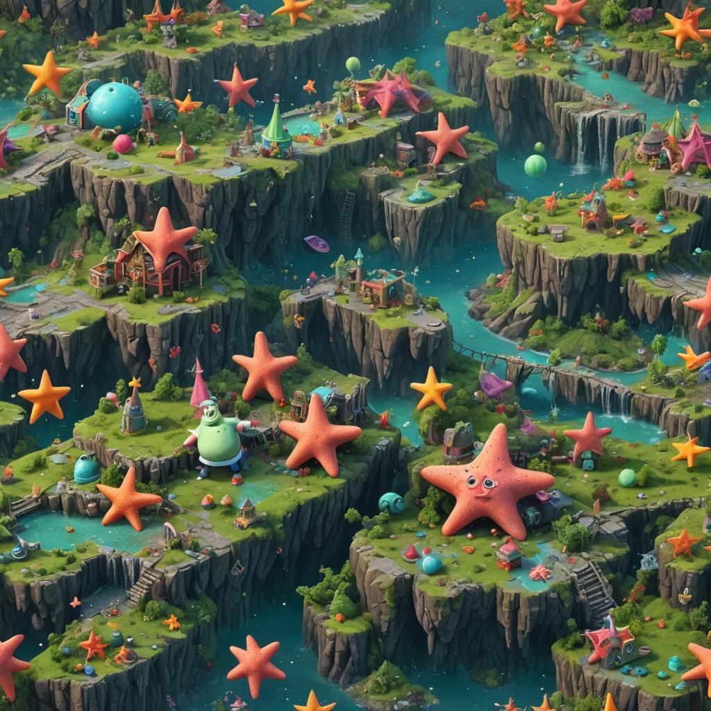 Detailed Matte Painting of Patrick Star