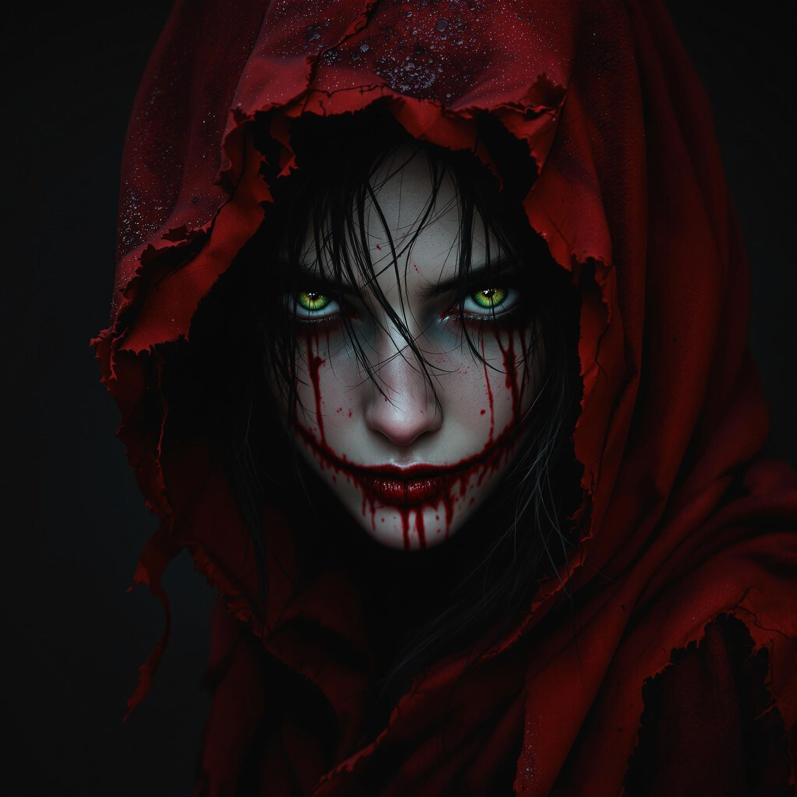 Gothic Portrait of a Mysterious Red Riding Hood