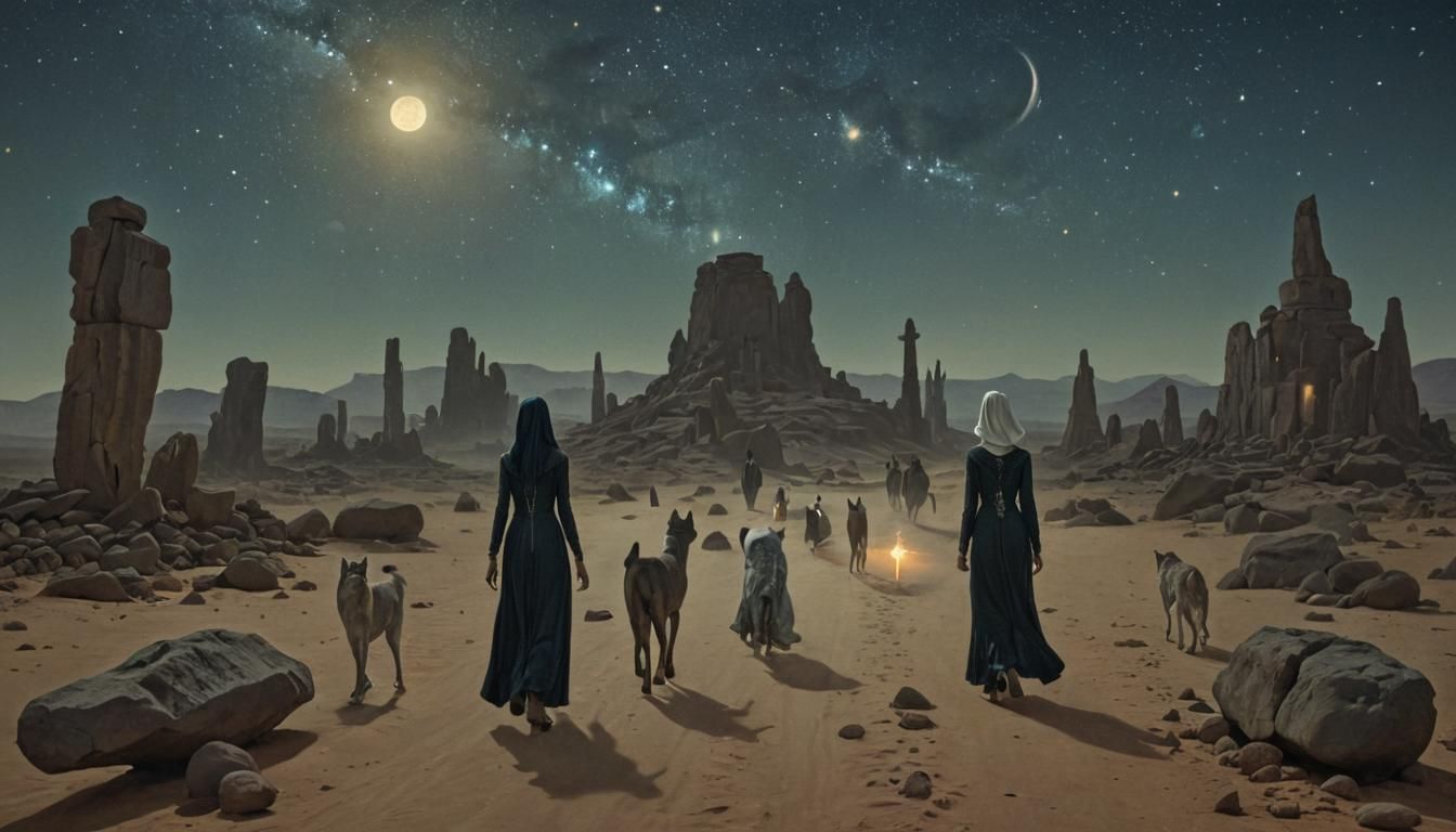 Mystical Procession in Surrealist Style