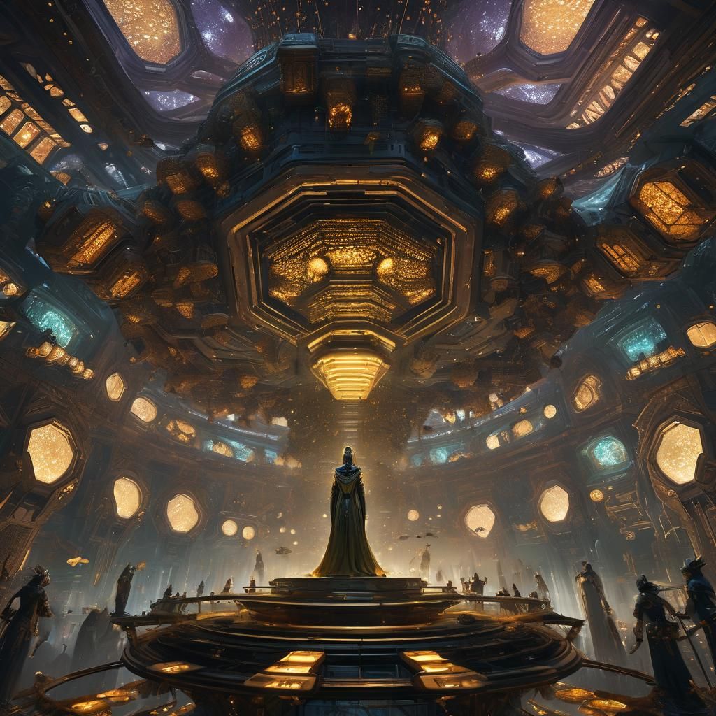 Queen Bee Oversees Iridescent Metropolis