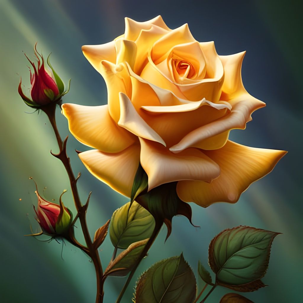 Hyperrealistic Yellow Roses Falling in Dramatic Light