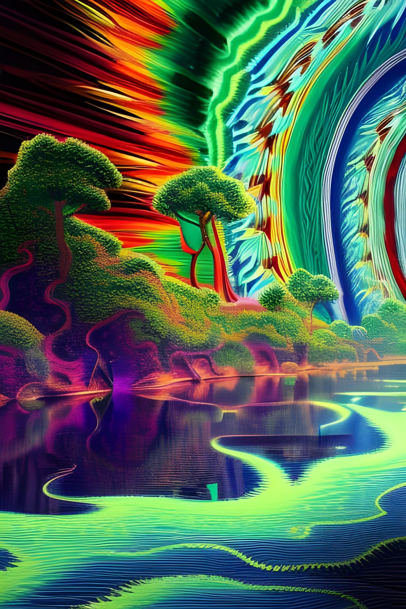 Psychedelic River: Hyper-Detailed Digital Illustration