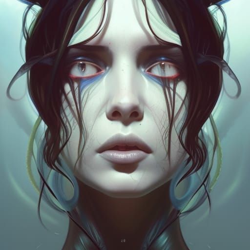 Eldritch Mosquito Goddess Portrait in Digital Art Style