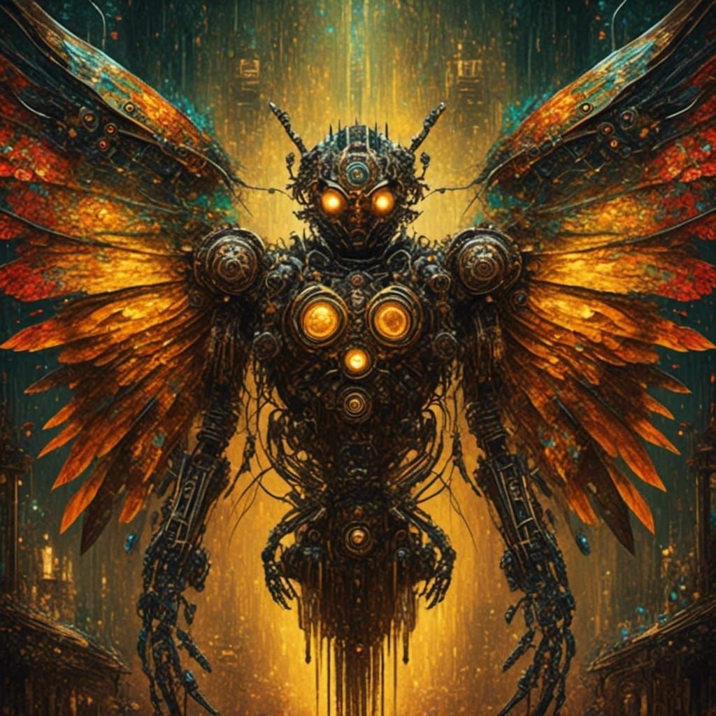 Steampunk Robot Moth with Diamond Wings
