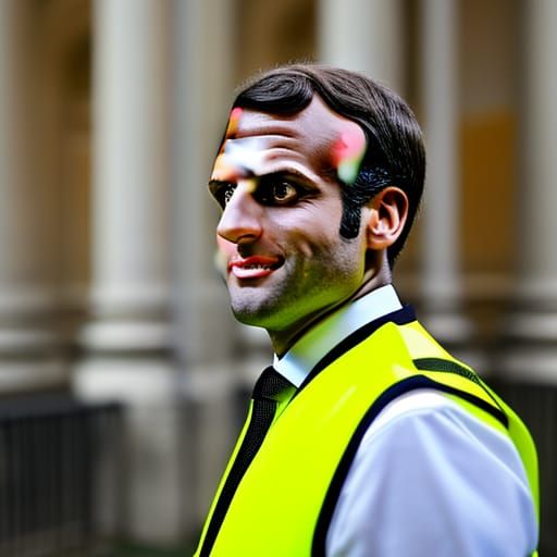 Macron in Reflective Vest: Professional Photography