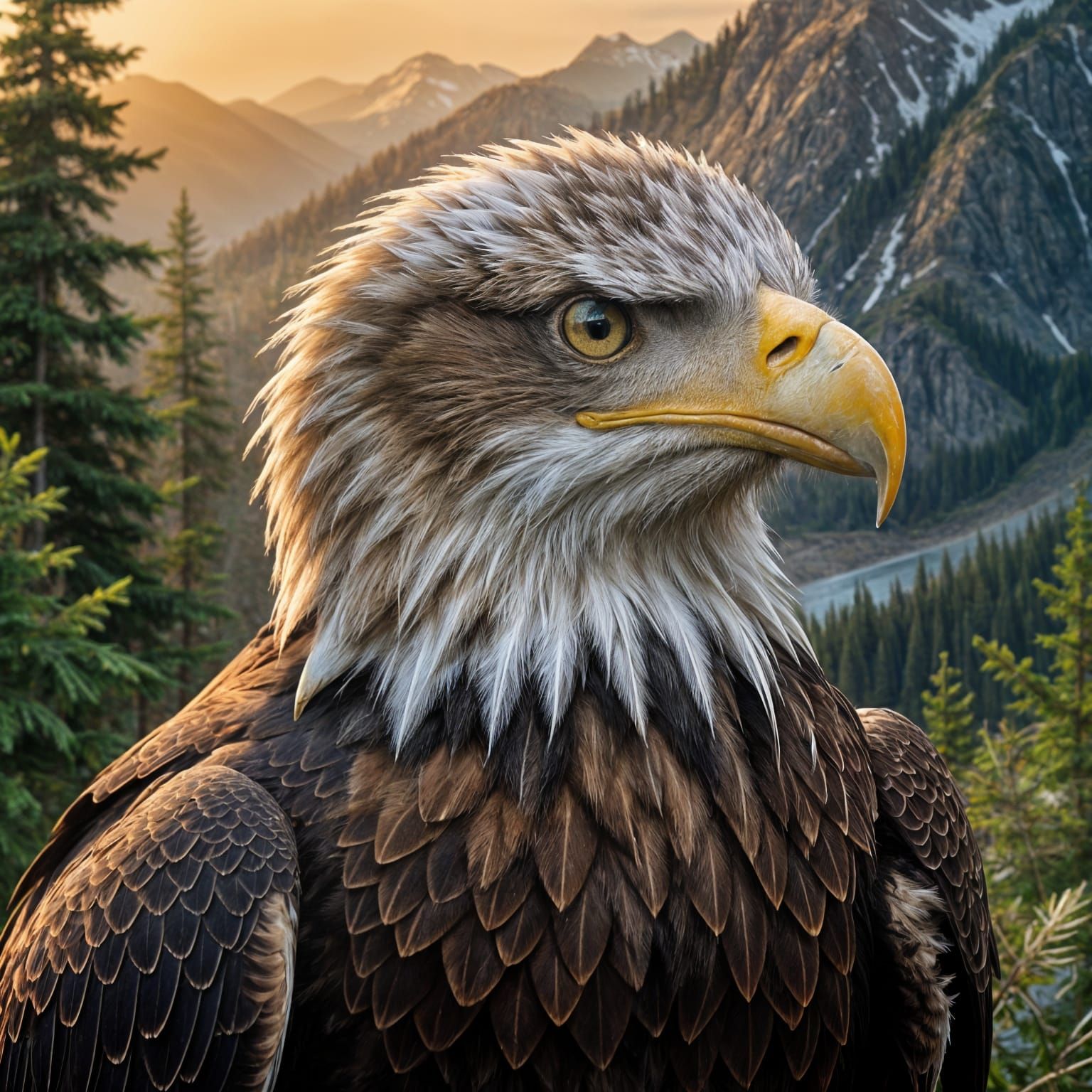 Eagle Portrait in Majestic Style