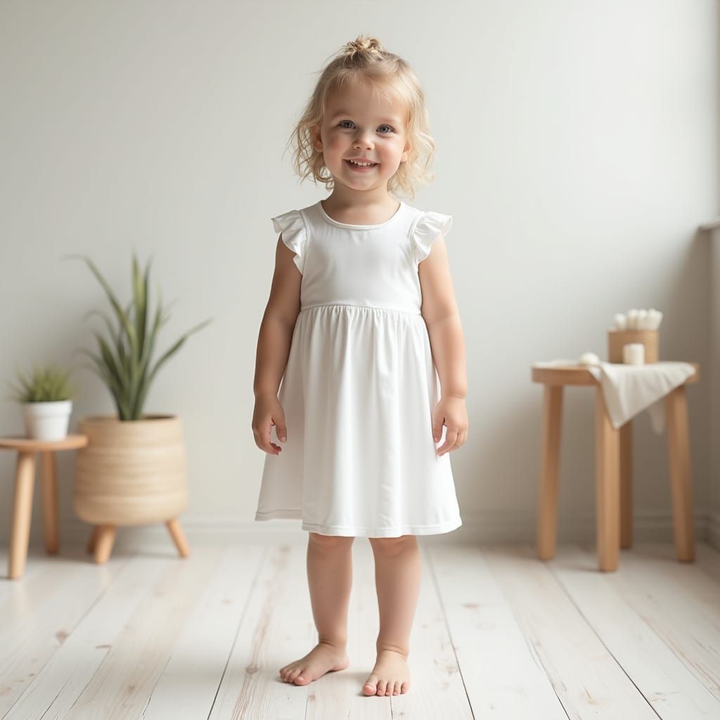 Photorealistic Mockup: Girl in White Dress