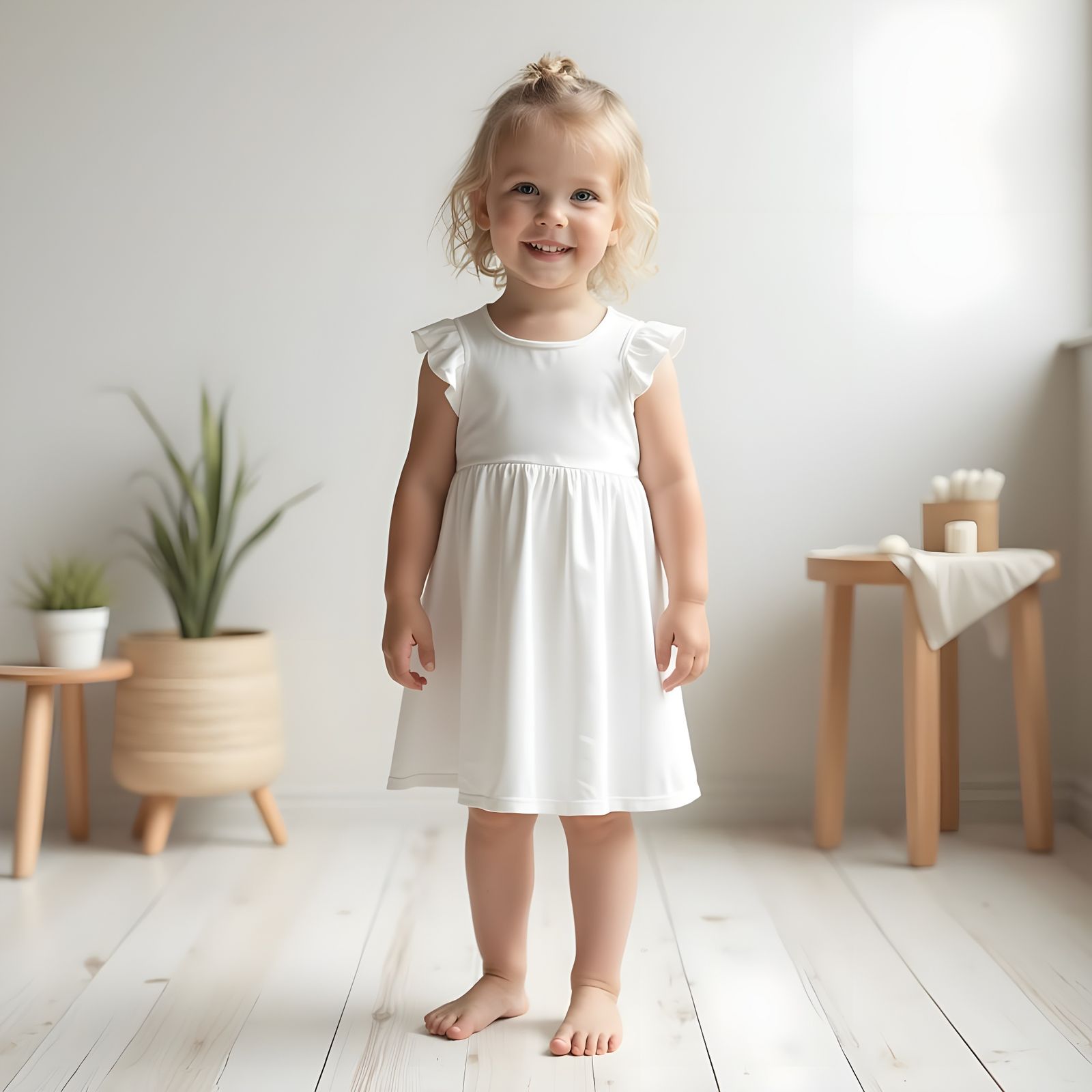 Photorealistic Mockup: Girl in White Dress