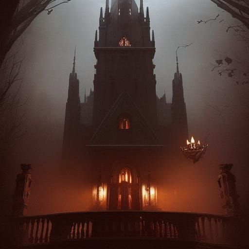 Victorian Dracula Concept Art in Orange and Teal