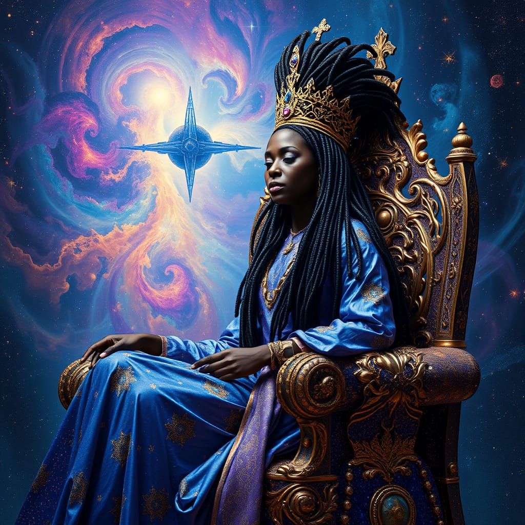Cosmic Queen on Stardust Throne