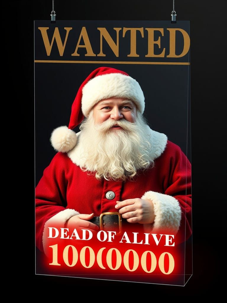 Digital Holographic Wanted Poster for Santa Claus